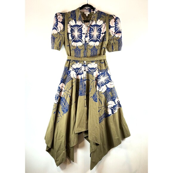 Making The Cut Womens Shirt Dress Green Winning Look Garys Self Tie Midi Medium - Picture 2 of 10